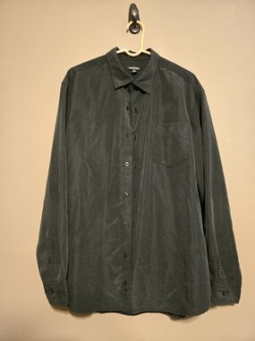 George Black Pinstripe Long Sleeve Button Up XL